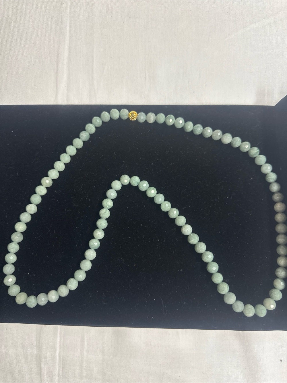 Jade Light Green Beaded Necklace with Gold Accent - Women Jewelry